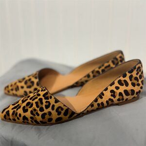 J.Crew Leopard Calf Hair d’Orsay Flats Women’s Size 7 Pointed Toe Animal Print